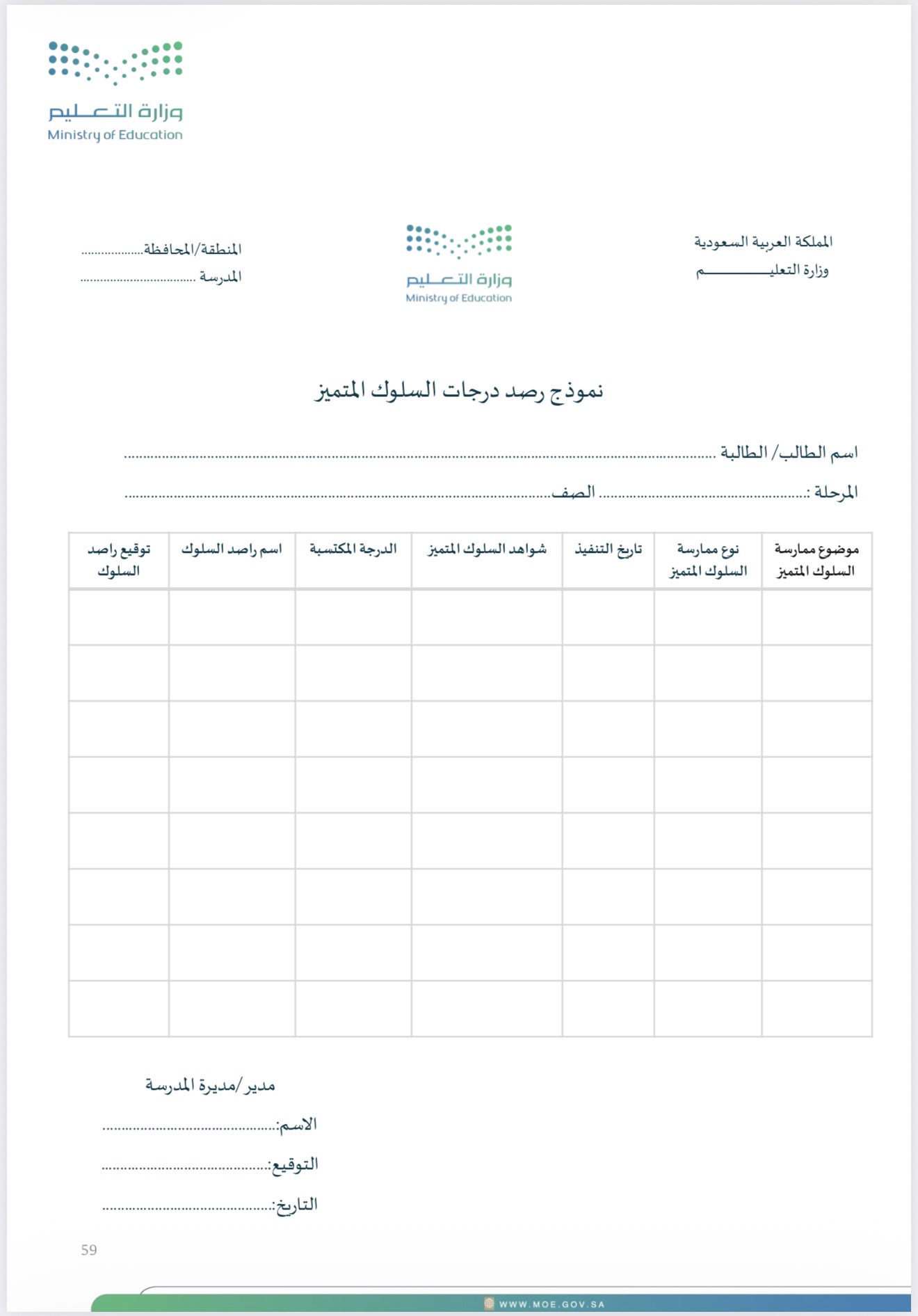 Positive Behavior Form)