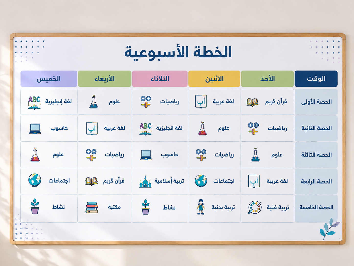 خطة اسبوعية